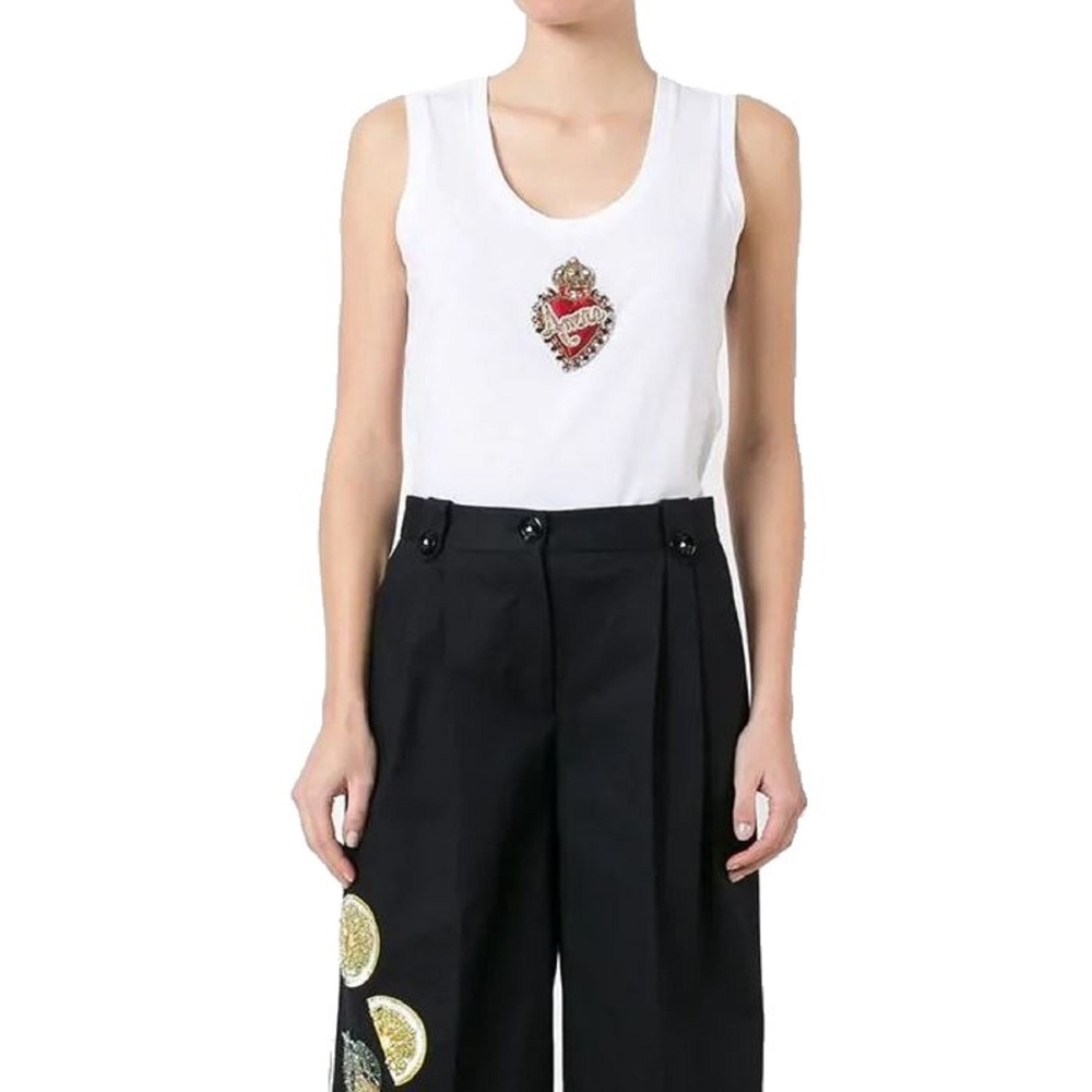 Dolce & Gabbana White Crown Amor Tank Top
